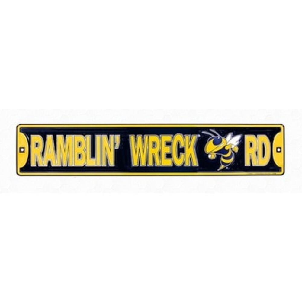 NCAA Georgia Tech Metal Street Sign 24" X 5" S Wall Art New Rambling Wreck New